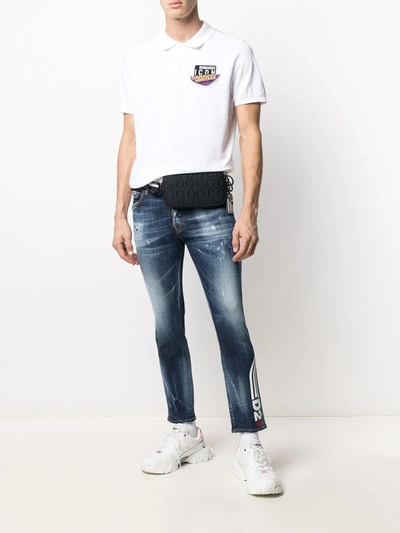 Shop Dsquared2 Logo-print Cropped Jeans In Blue