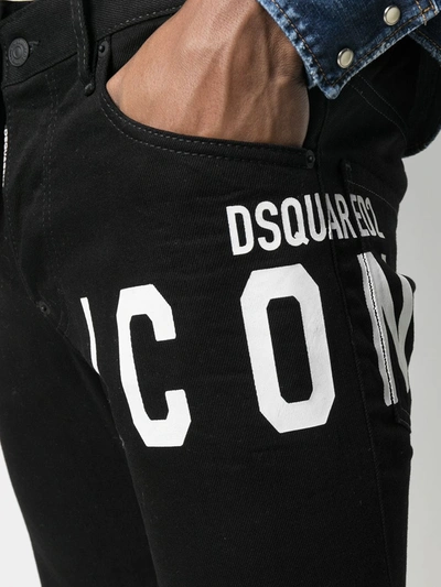 Dsquared2 16cm Icon Print Skater Bull Denim Jeans In Black | ModeSens