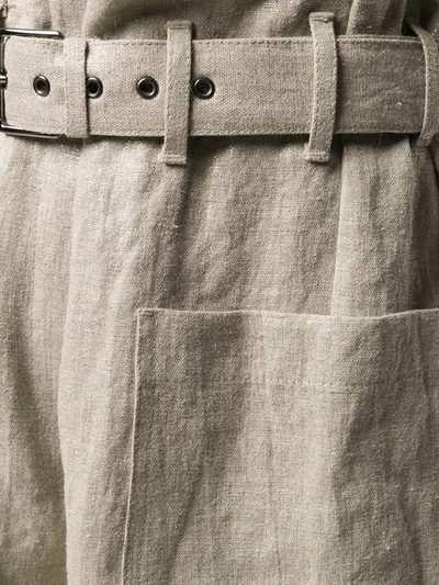Brunello Cucinelli Linen Belted High-rise Paperbag Shorts In Gold