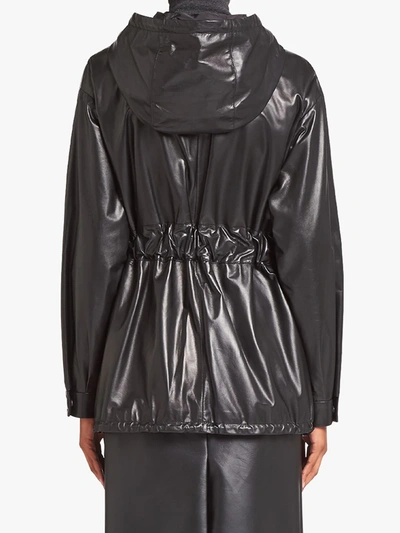 Shop Prada Drawstring-hood Belted Jacket In Black