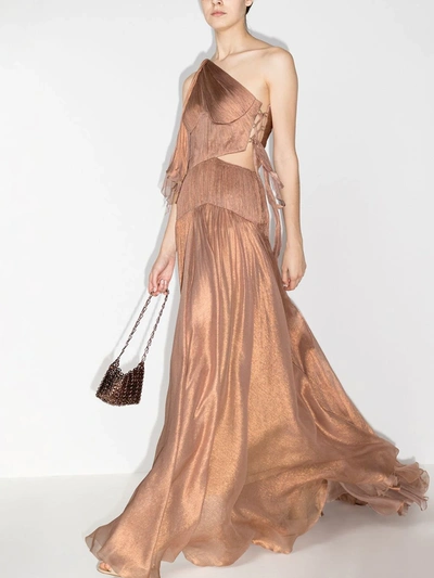 Shop Maria Lucia Hohan Draped One-shoulder Gown In Pink