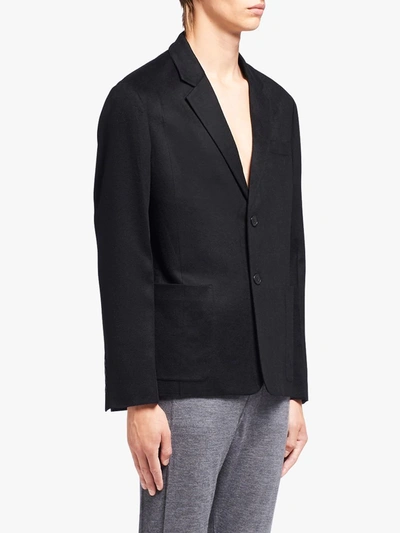 Shop Prada Single-breasted Blazer Jacket In Black