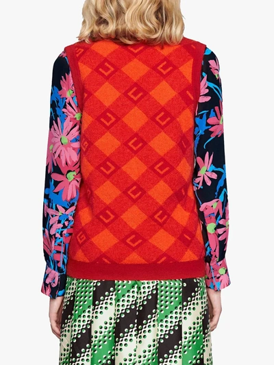 Shop Gucci Jacquard Knitted Vest In Red