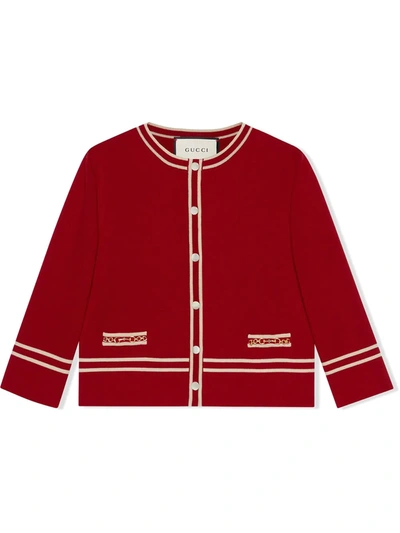 Shop Gucci Gg Jacquard Cardigan In Red