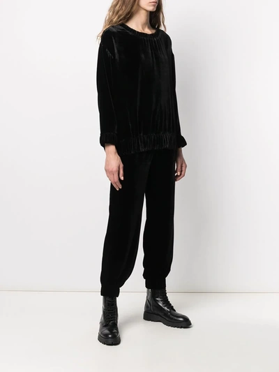 Shop Parlor Velvet-effect Elasticated Two-piece In Black