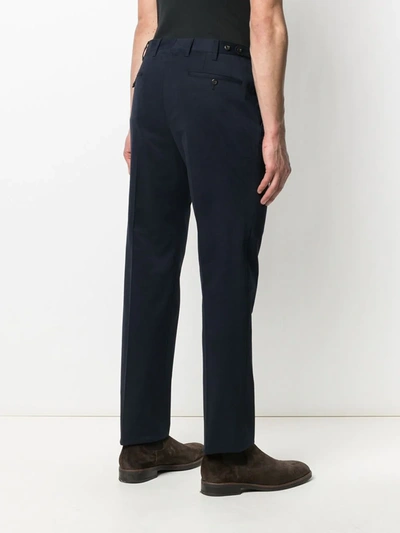 Shop Corneliani Tailored-cut Stretch-cotton Trousers In Blue