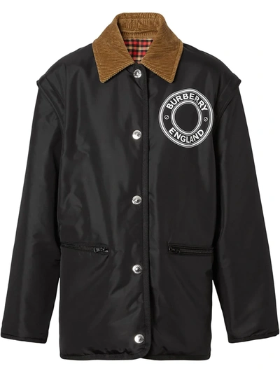 Shop Burberry Reversible Logo Graphic-print Jacket In Black