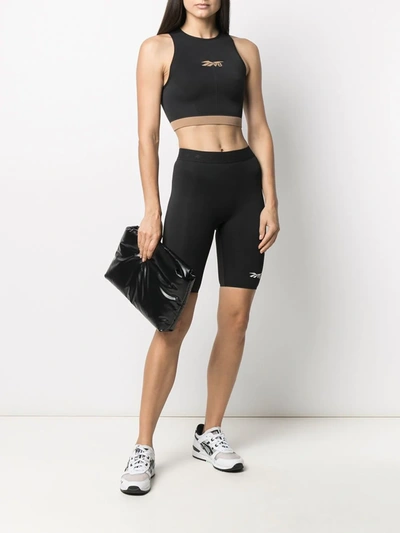 Shop Victoria Beckham Logo Seamless Crop Top In Black