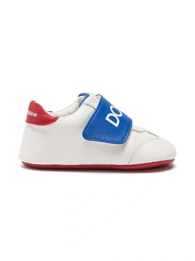 Shop Dolce & Gabbana Logo Strap Sneaker-style Pre-walkers In White