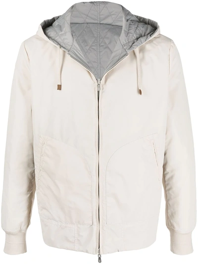 Shop Brunello Cucinelli Reversible Hooded Jacket In Neutrals