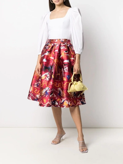 Shop Alessandro Enriquez Graphic-print A-line Skirt In Red