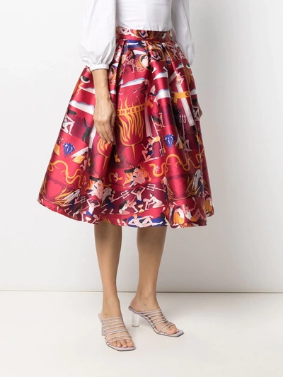 Shop Alessandro Enriquez Graphic-print A-line Skirt In Red