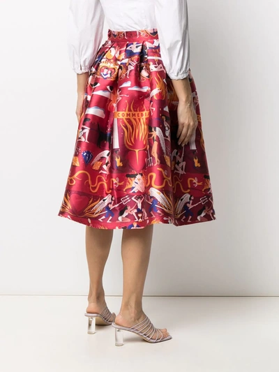 Shop Alessandro Enriquez Graphic-print A-line Skirt In Red