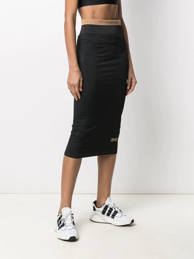 Shop Victoria Beckham Logo Seamless Pencil Skirt In Black