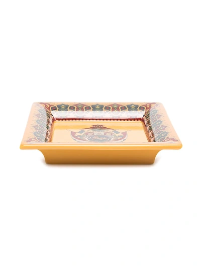 Shop Etro Home Shield-print Valet Tray In Yellow