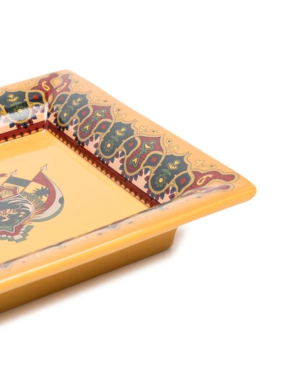 Shop Etro Home Shield-print Valet Tray In Yellow