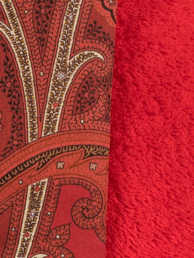 Etro Home Paisley-trim Cotton Robe In Red
