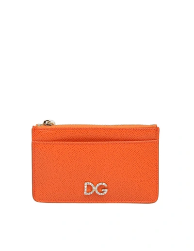 Shop Dolce & Gabbana Card Holder In Orange Color Dauphine