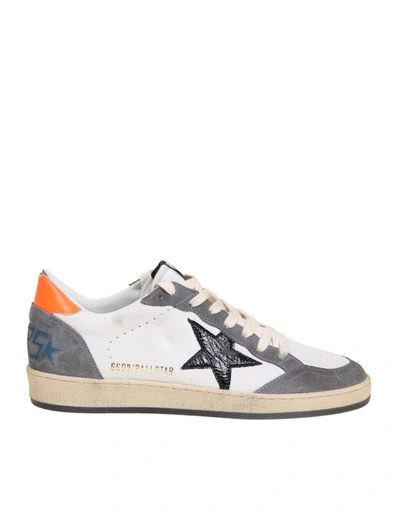 Shop Golden Goose Ball Star Sneakers In White And Gray Leather