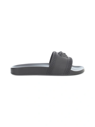 Shop Versace Rubber Slipper In Nero