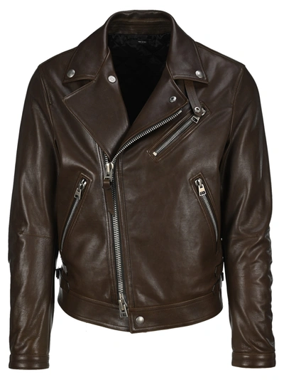 Shop Tom Ford Biker Jacket In Brown