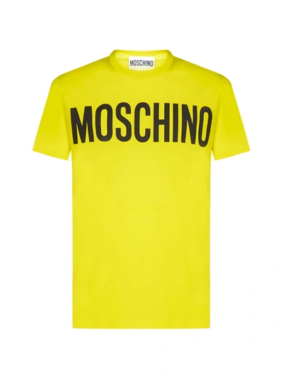 Shop Moschino Logo Cotton T-shirt In Fantasia Giallo
