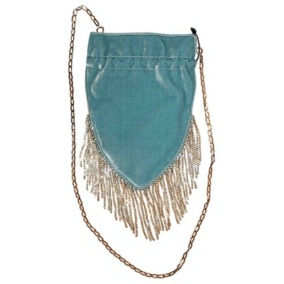 Pre-owned Les Petits Joueurs Turquoise Velvet Handbag