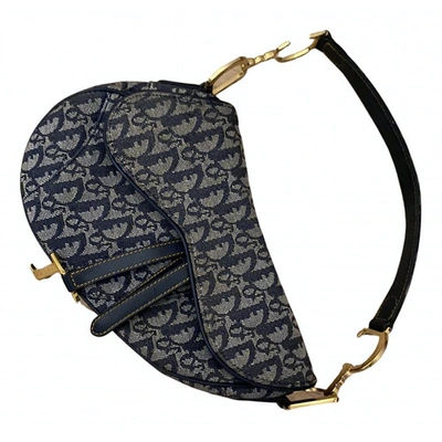 Pre-owned Dior Saddle Blue Cloth Handbag