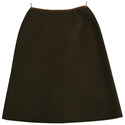 Pre-owned Stephan Janson Wool Mid-length Skirt In Khaki