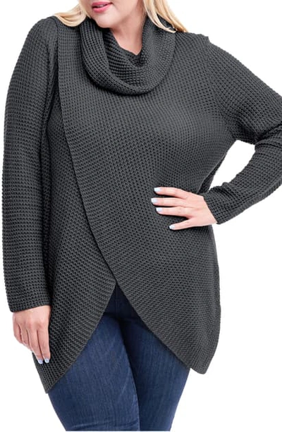 Shop Single Thread Cowl Neck Sweater In Charcoal