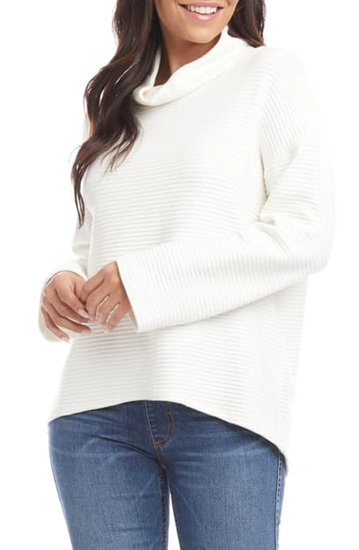 Shop Karen Kane Ribbed Cowl Neck Sweater In Cream