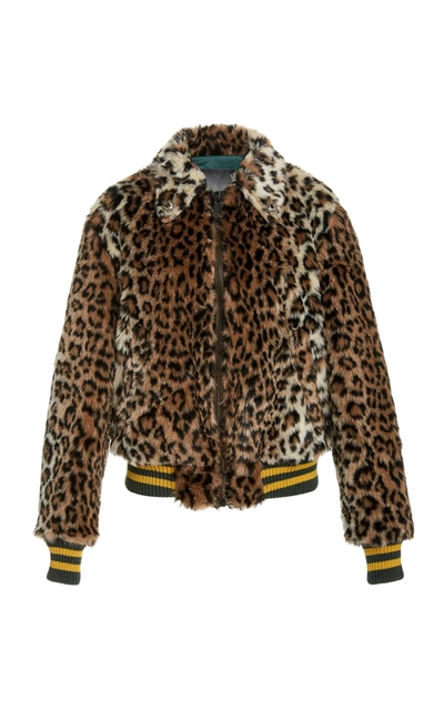 Shop R13 Women's Leopard-print Faux Fur Bomber Jacket In Animal