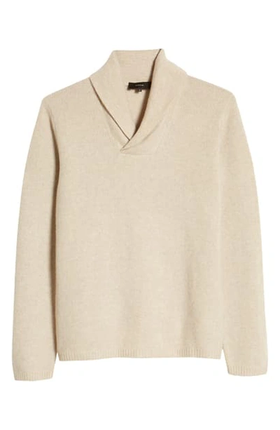 Shop Vince Shawl Collar Slim Fit Cashmere Sweater In Heather Beige