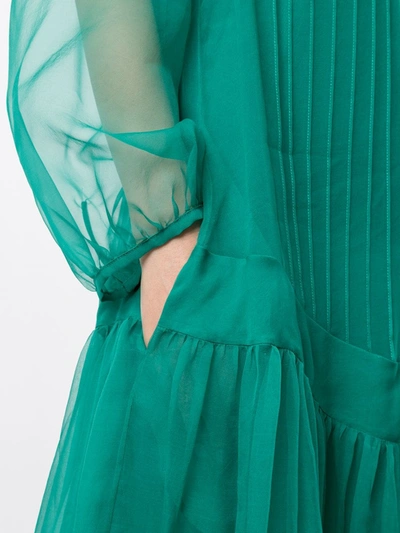 Shop Rochas Radio Sheer Silk Gown In Green