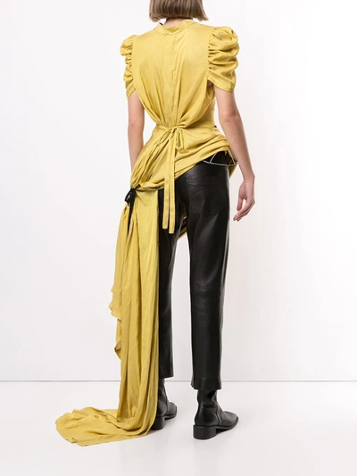 Shop Ann Demeulemeester Ariana Ruched Short-sleeved Maxi Dress In Yellow