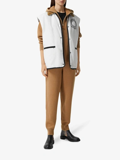 Burberry Monogram Cashmere Track Pants In Brown