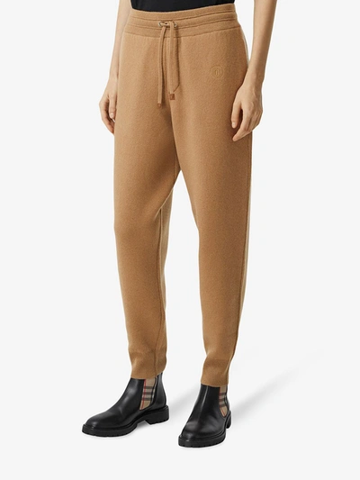 Shop Burberry Monogram Cashmere Track Pants In Brown