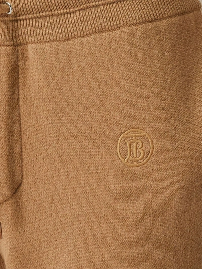 Burberry Monogram Cashmere Track Pants In Brown