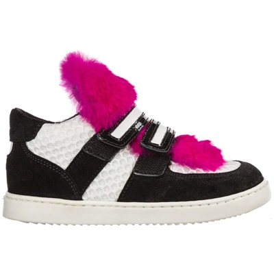Shop Dolce & Gabbana Girls Shoes Baby Child Suede Leather Sneakers In Black
