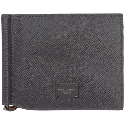 Dolce & Gabbana Men's Genuine Leather Money Clip Wallet In Grey | ModeSens