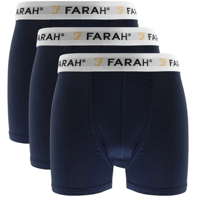 Shop Farah Vintage Hamill 3 Pack Boxer Shorts Navy