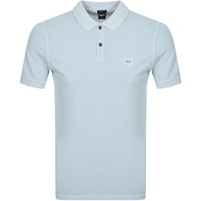 Shop Boss Casual Boss Prime Short Sleeved Polo T Shirt Blue