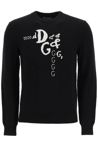 Shop Dolce & Gabbana Sweater With Dg Logo Inlay In Variante Abbinata