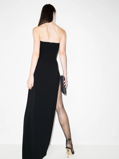 Monot High-slit Strapless Tube Gown In Black
