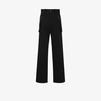 Shop Uniforme Wide Leg Cargo Trousers In Black