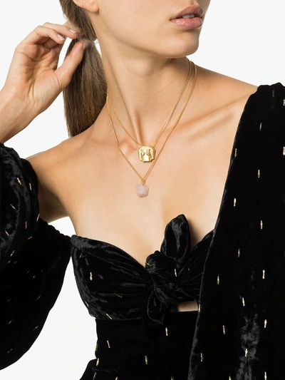 Shop Marta Larsson Gold Vermeil The Raw One Rose Quartz Necklace