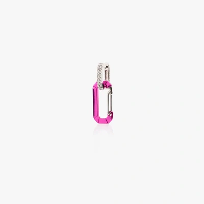 Shop Eéra 18k White Gold Chiara Small Diamond Single Drop Earring In Pink