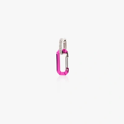 Eéra 18k White Gold Chiara Small Diamond Single Drop Earring In Pink