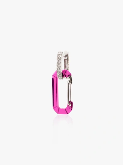Eéra 18k White Gold Chiara Small Diamond Single Drop Earring In Pink