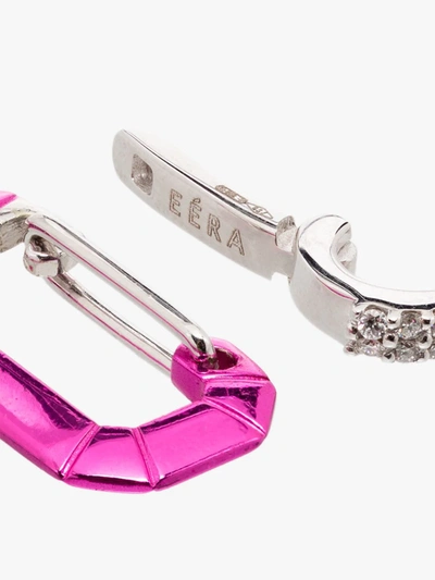 Eéra 18k White Gold Chiara Small Diamond Single Drop Earring In Pink